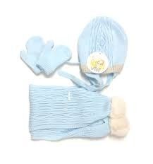 CONJUNTO MANOPLAS,BUFANDA Y GORRO CELESTE