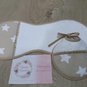 PACK BABEROY TOALLA LACTANCIA PERSONALIZADA MODELO ESTRELLITAS CAMEL