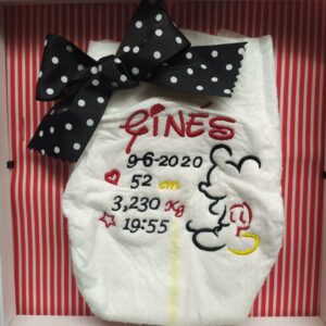 CUADRO PAÑAL BORDADO PERSONALIZADO NACIMIENTO MICKEY