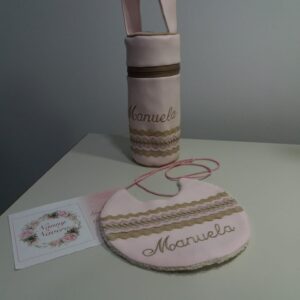 CANASTILLA PASEO PERSONALIZADA ROSA Y CAMEL