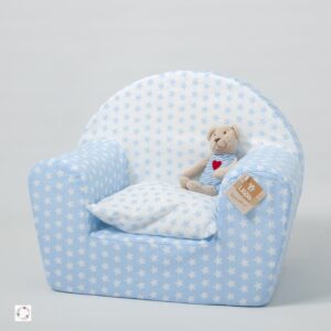 SILLON NIÑOS PERSONALIZADO GOMA ESPUMA CELESTE ESTRELLAS