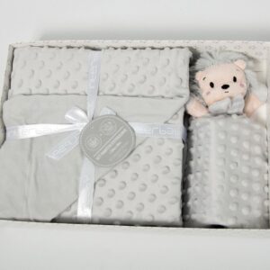 SET DE MANTITA BURBUJAS Y DOU-DOU PERSONALIZADA GRIS