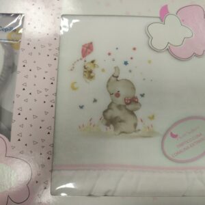 Juego de cuna CORALINA elefante blanco /ROSA mas peine y cepillo