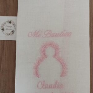 Toalla bautismo modelo VIRGEN DE LA CABEZA color rosa