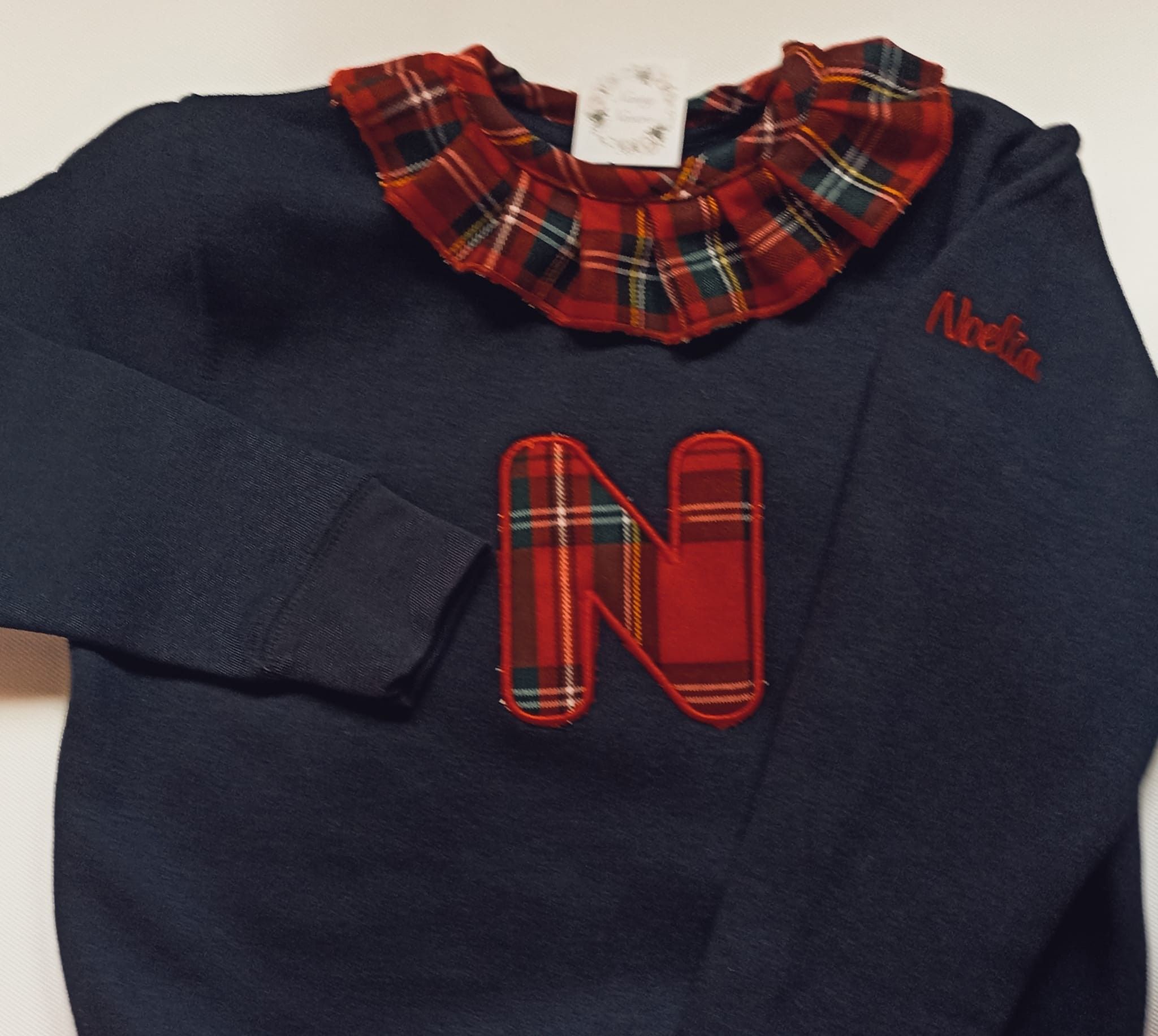 Sudadera marino con volante navideño