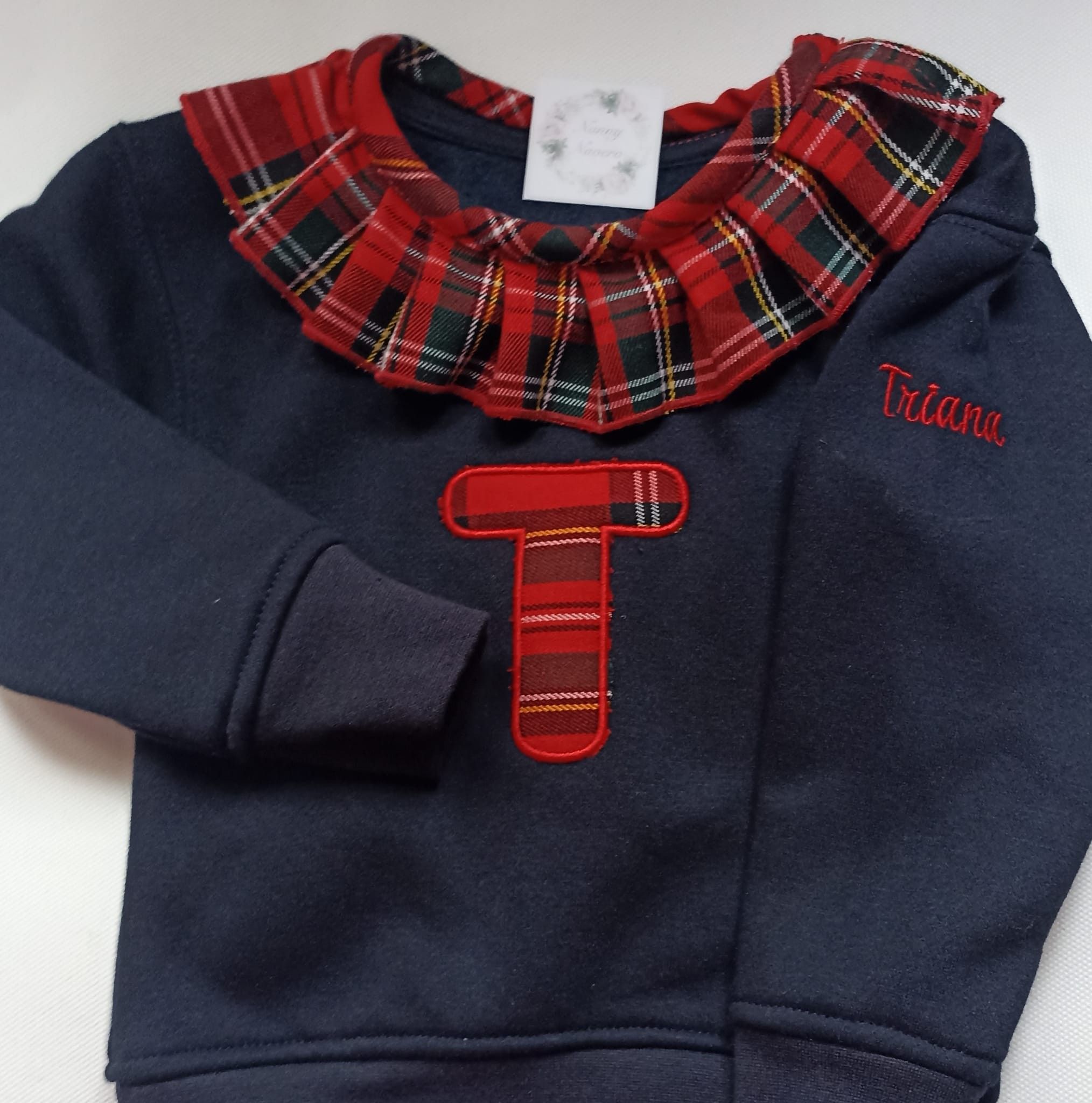Sudadera marino con volante navideño