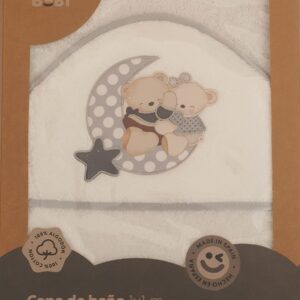 Capa de baño modelo ositos luna gris