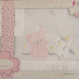 Sabanas rosas modelo oso y unicornio