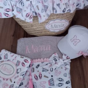 CAPAZO, TOALLA Y GORRA PERSONALIZADA CHANCLAS