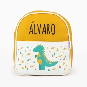 Mochila Dinosaurio Mostaza personalizada